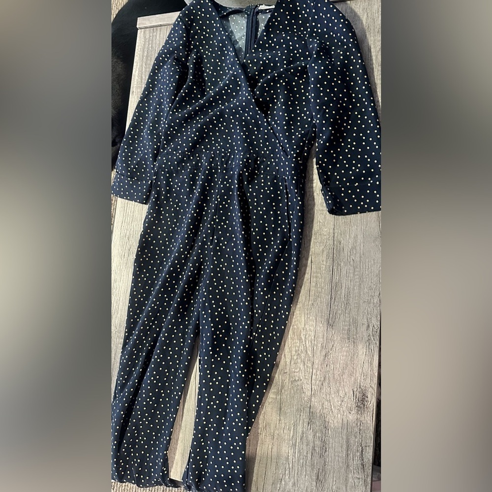 Abercrombie and Finch Navy Blue Polka Dot jumpsuit size 0